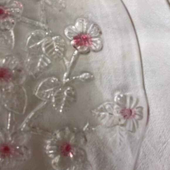 Vtg WALTHER glass server plate CHERRY BLOSSOM BRANCH charmingly asymmetrical - Picture 7 of 10